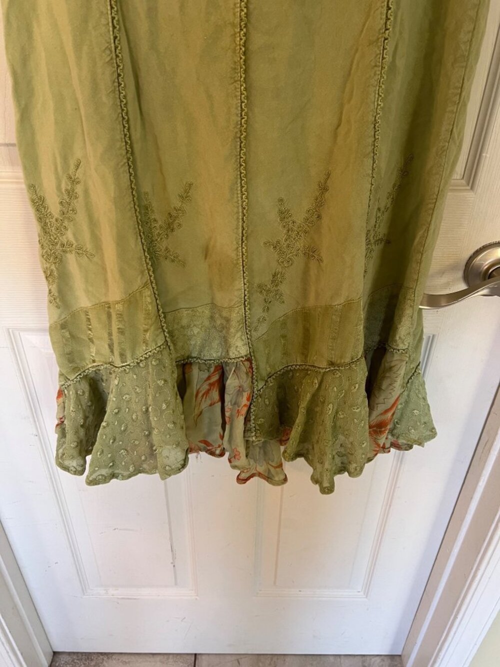 Sacred Threads Green Cap Sleeve Bohemian Mini Dress One Size Fairy Whimsy Hippi - Picture 4 of 12